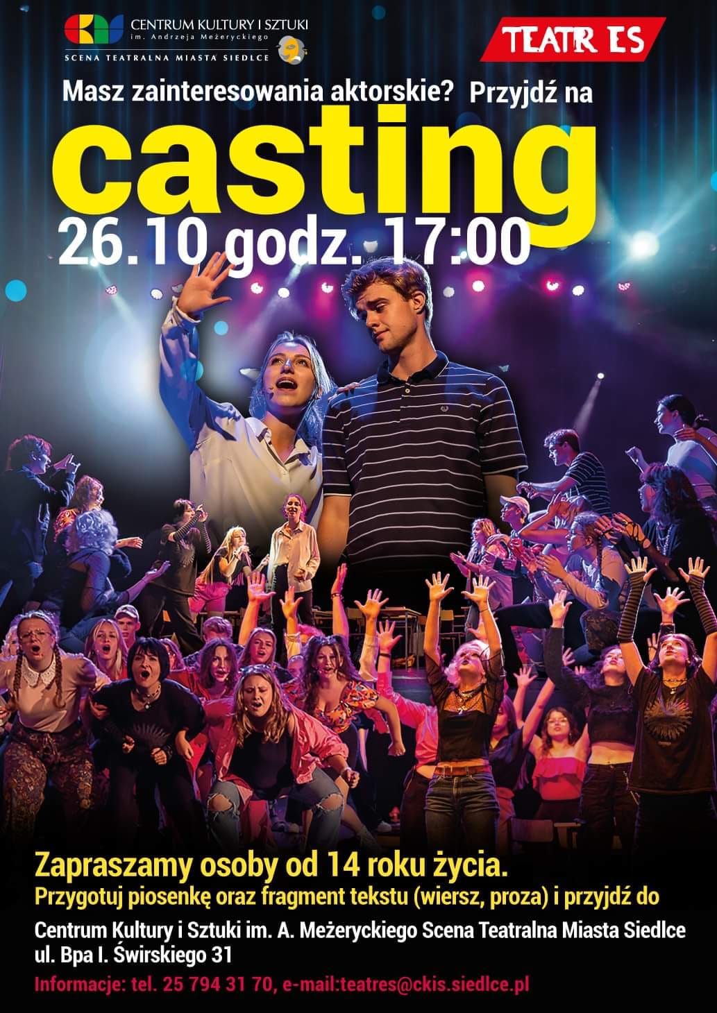 Teatr ES zaprasza na CASTING. Przesłuchania odbędą się 26 października o godz. 17:00 na Scenie Teatralnej Miasta Siedlce.