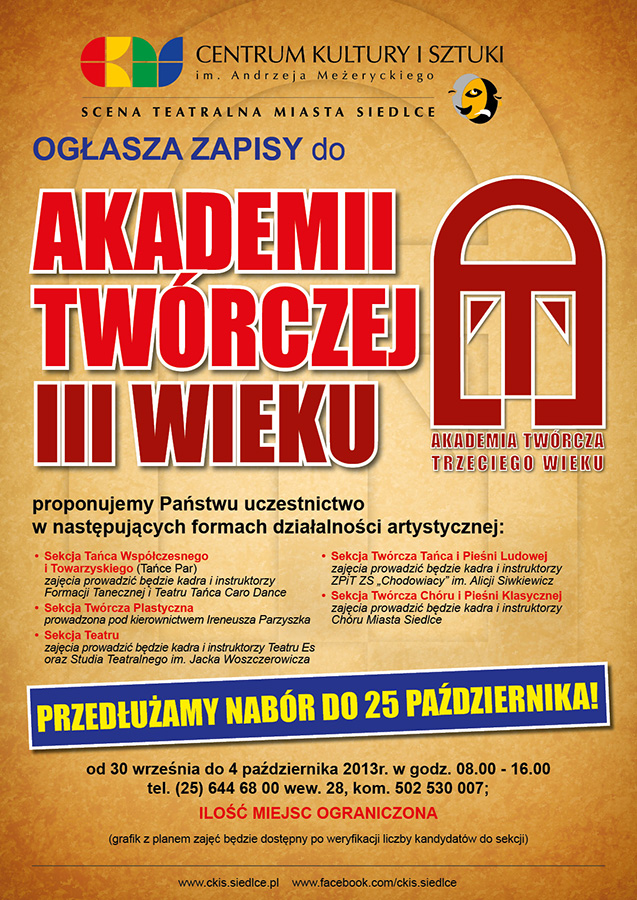 Przedłużony nabór do Akademii Twórczej III Wieku