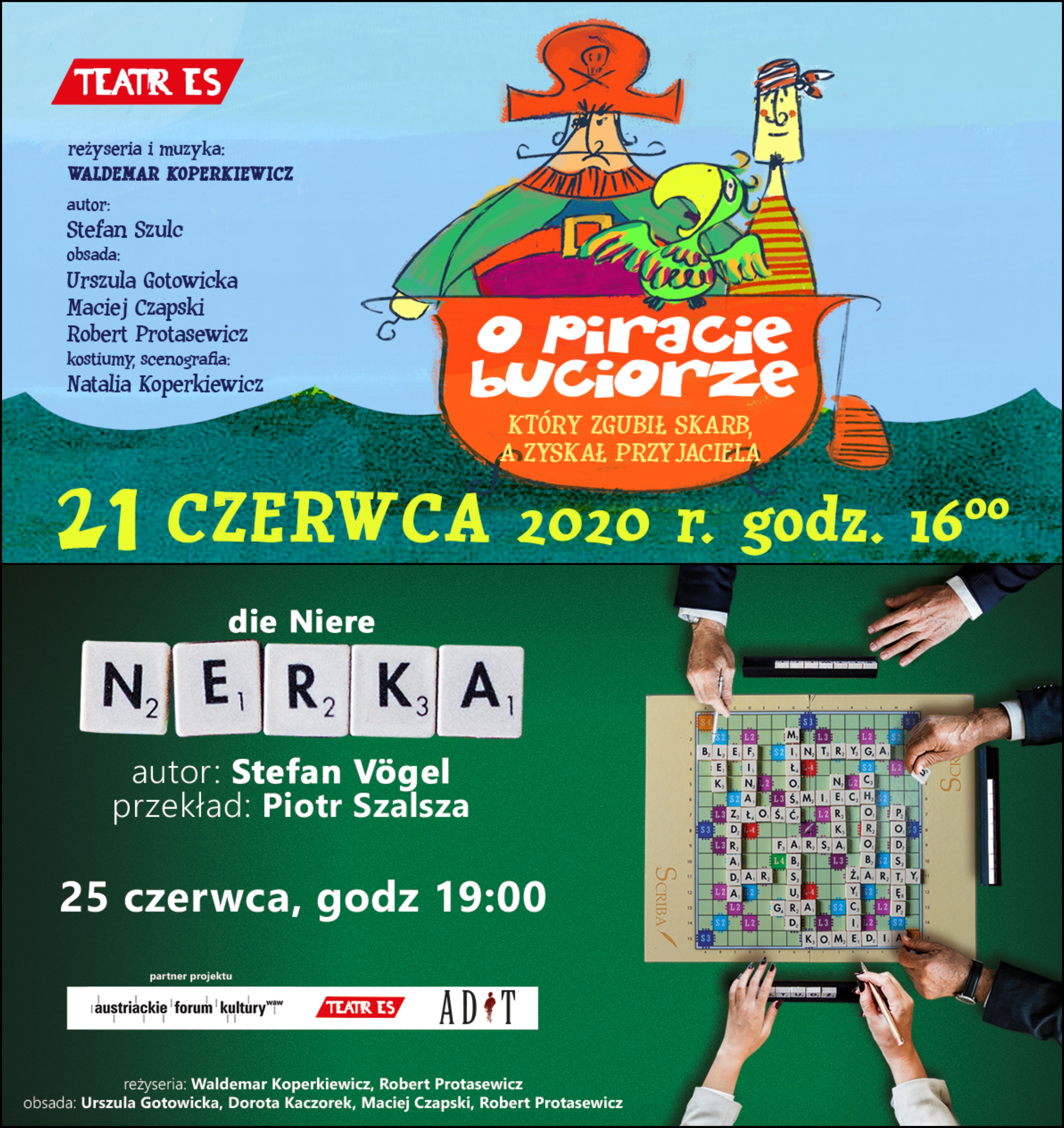 Wracamy na scenę! Spektakle "O Piracie Buciorze..." i "Nerka"  już w czerwcu na Scenie Teatralnej Miasta Siedlce!