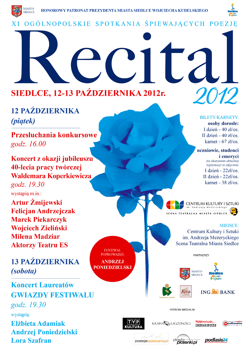 RECITAL 2012 - bilety do nabycia w Punkcie Informacji Kulturalnej CKiS