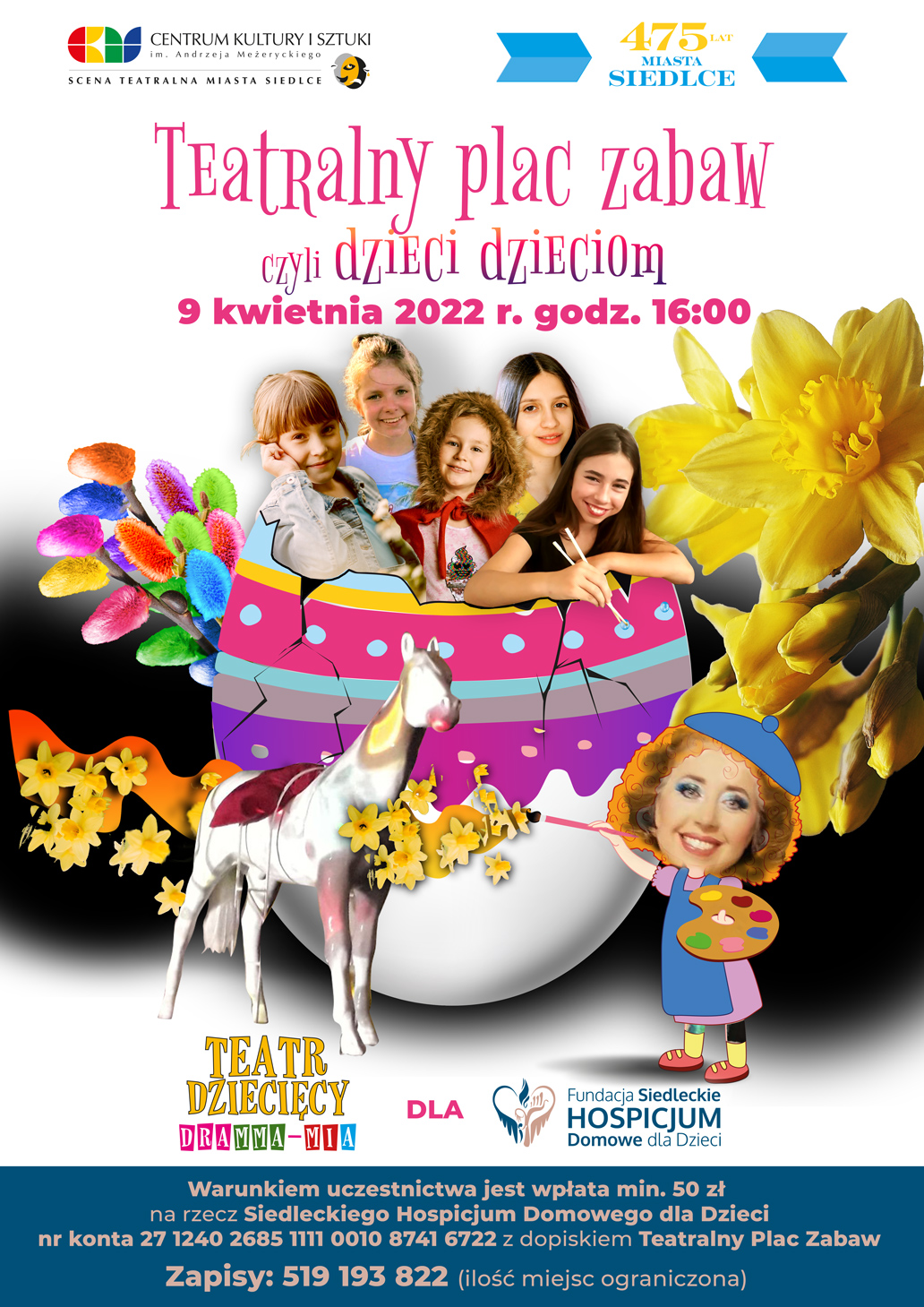 Weź udział w Teatralnym Placu Zabaw i wspomóż Siedleckie Hospicjum Domowe dla Dzieci 