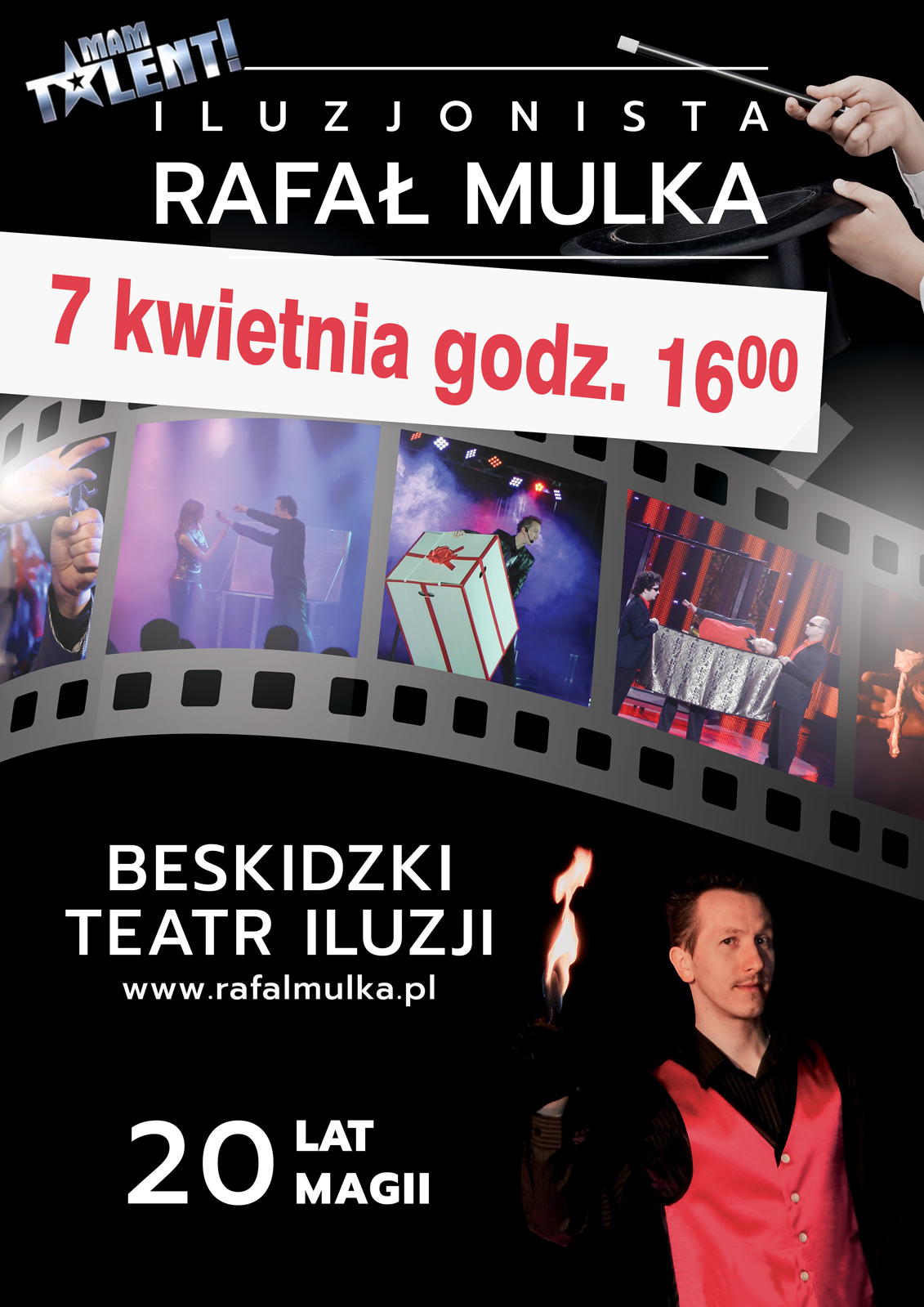 Iluzjonista Rafał Mulka w programie "20 Lat Magii" już 7 kwietnia o godz. 16:00 na Scenie Teatralnej Miasta Siedlce!