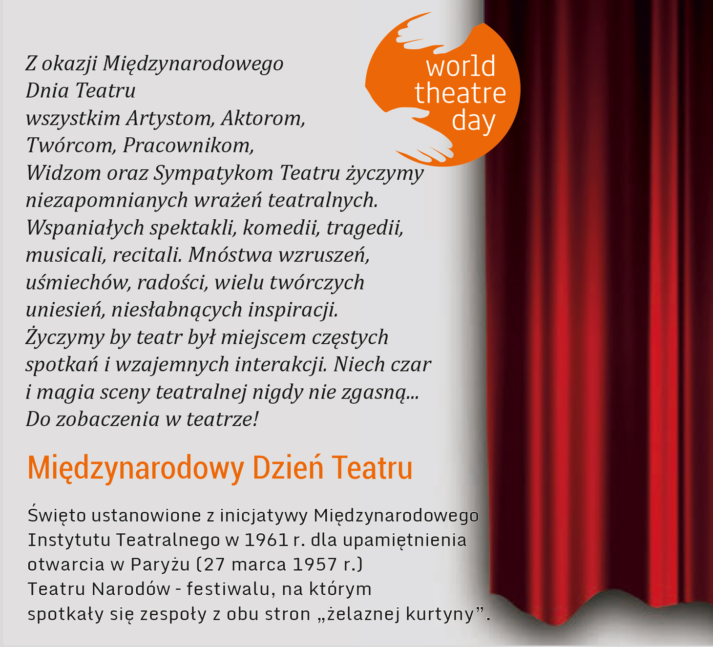 Dziś Międzynarodowy Dzień Teatru!