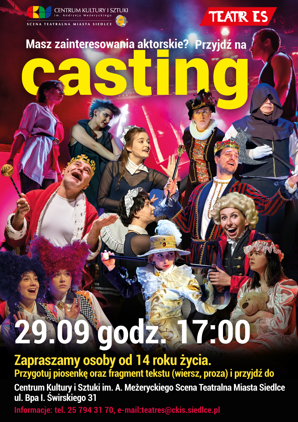 Teatr ES zaprasza na CASTING. Przesłuchania odbędą się 29 września o godz. 17:00 na Scenie Teatralnej Miasta Siedlce.