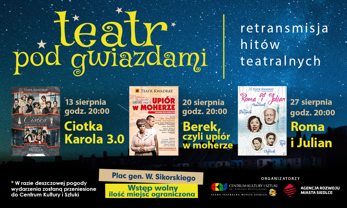 W sierpniu zapraszamy na Teatr pod gwiazdami!